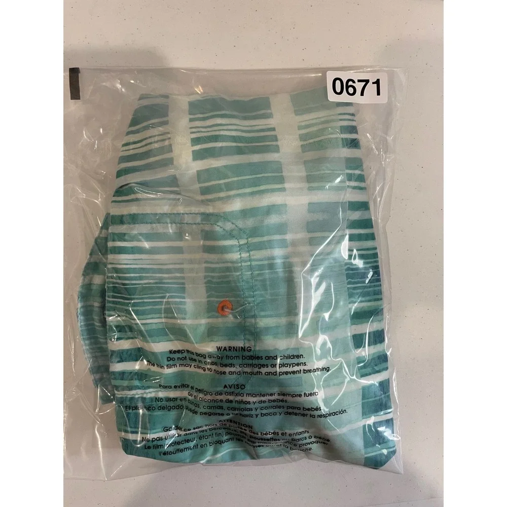 Tommy Bahama Kids XL Swim Trunks Teal White‎ Plaid Board Shorts RN15101
